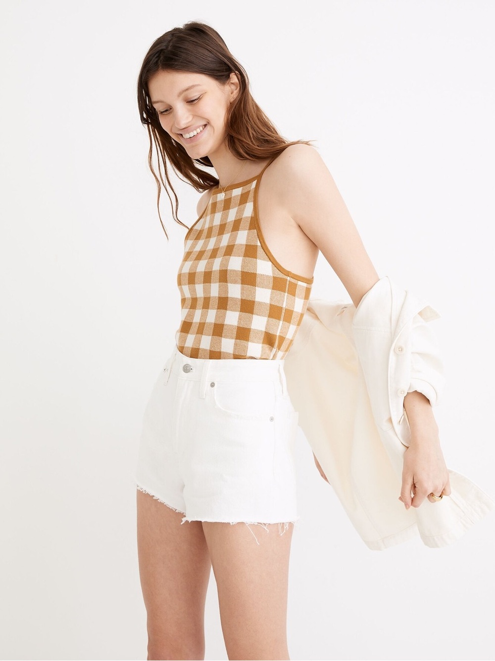 Madewell Gingham Sweater Tank NWT